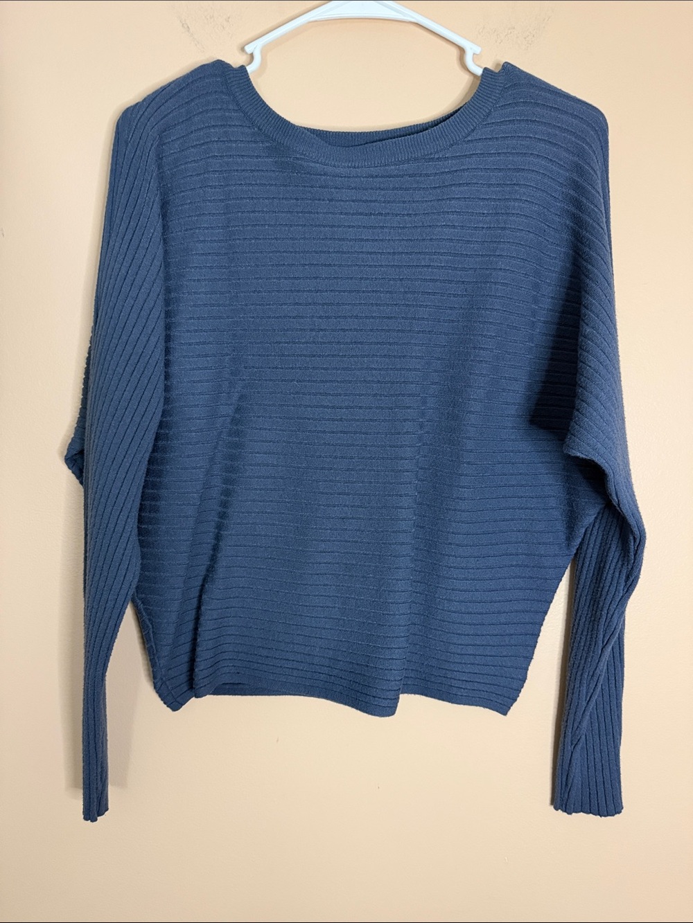 Cyrus Blue Ribbed Crewneck Sweater